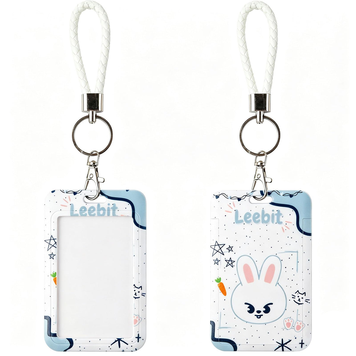 SK-Z Cartoon Photocard Holder with Lanyard, Cute Animal Themed Photocard Holder Keychain Hard Shell Protective Photo Sleeves