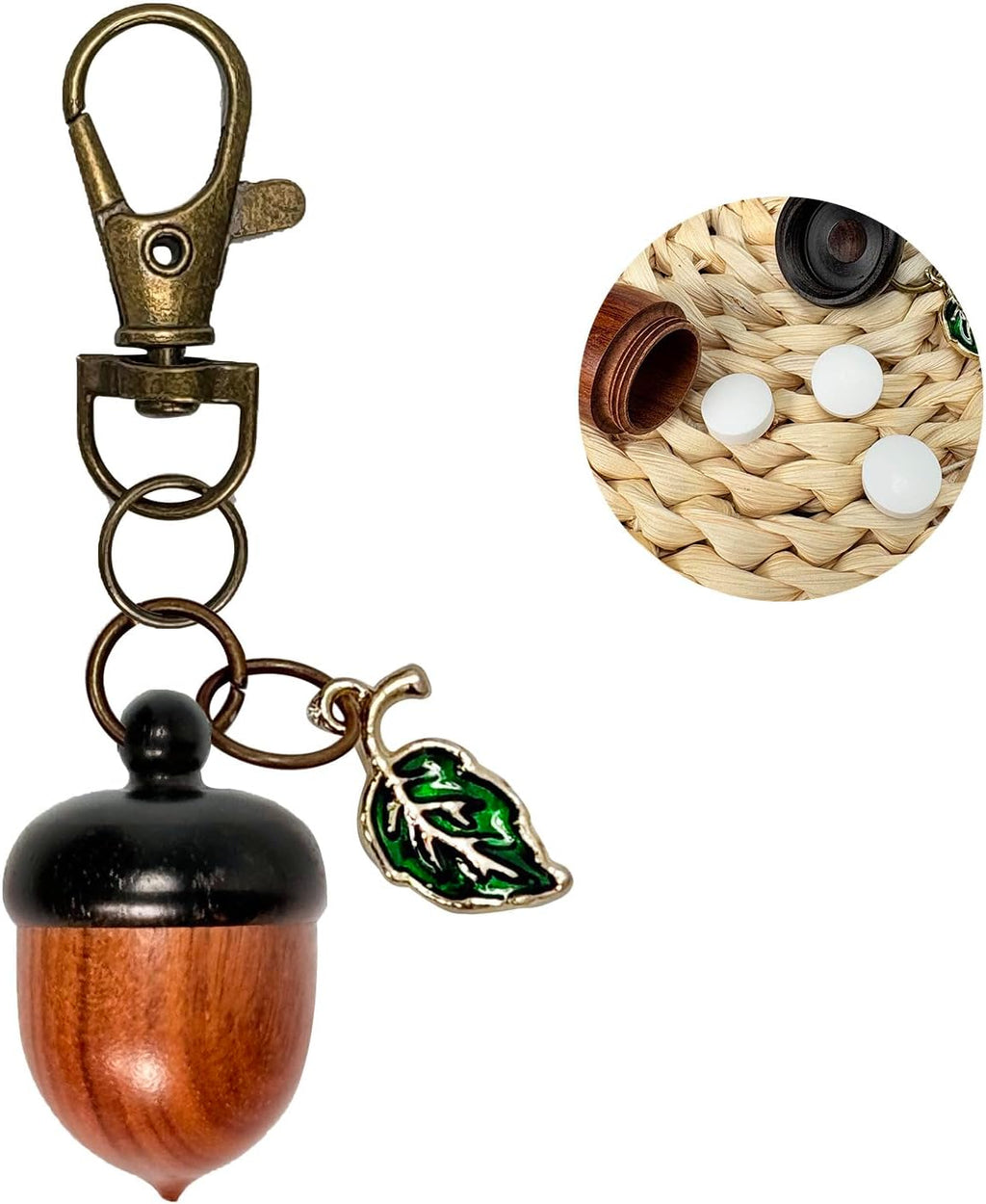 YTYAB Acorn Canister Pill Keychain,Small Portable Organizer Bag Charms