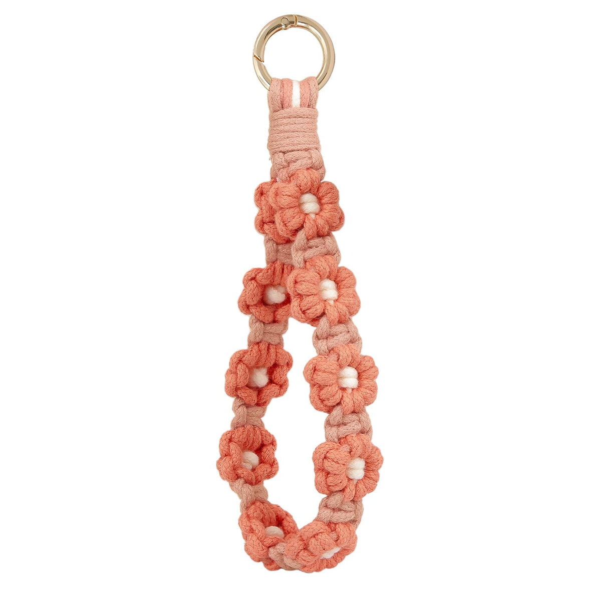 elephtree Boho Macrame Keychain Wristlet Keychain Weave Exquisite Keyring Holder Bracelet Handmade Wrist Lanyard for Women