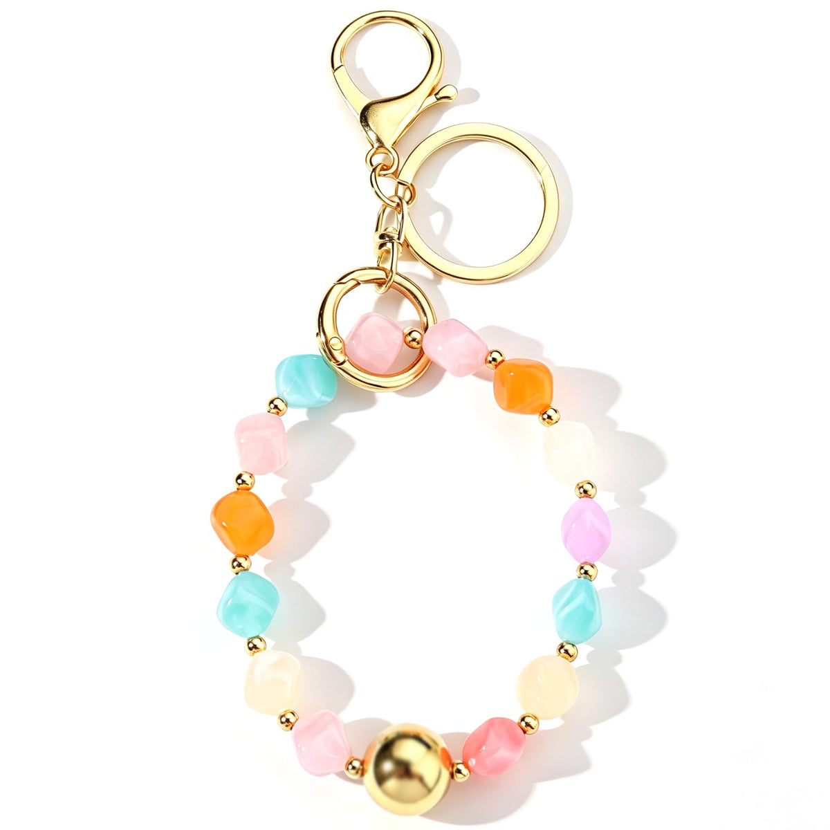 Colorful Trendy Beaded Keychain for Women,Cute Chunky Dopamine Fashion Boho Summer Beach Accessories Gifts