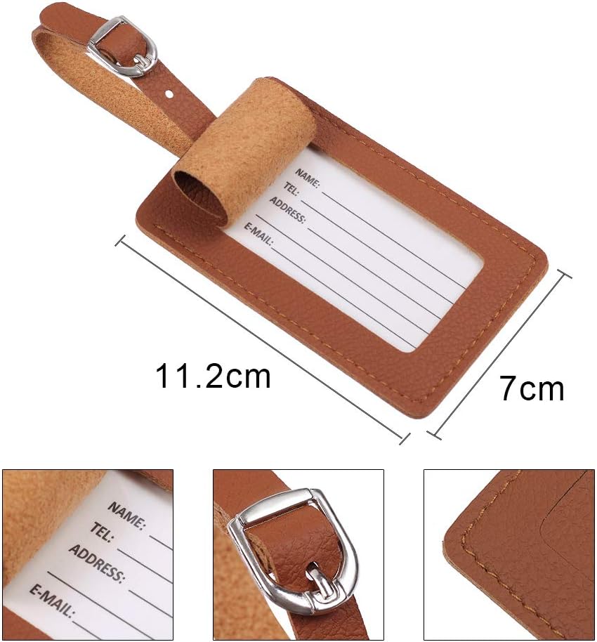 Vigorport Luggage Tags, Leather Personalized Suitcase Tag Set of 4 Pack