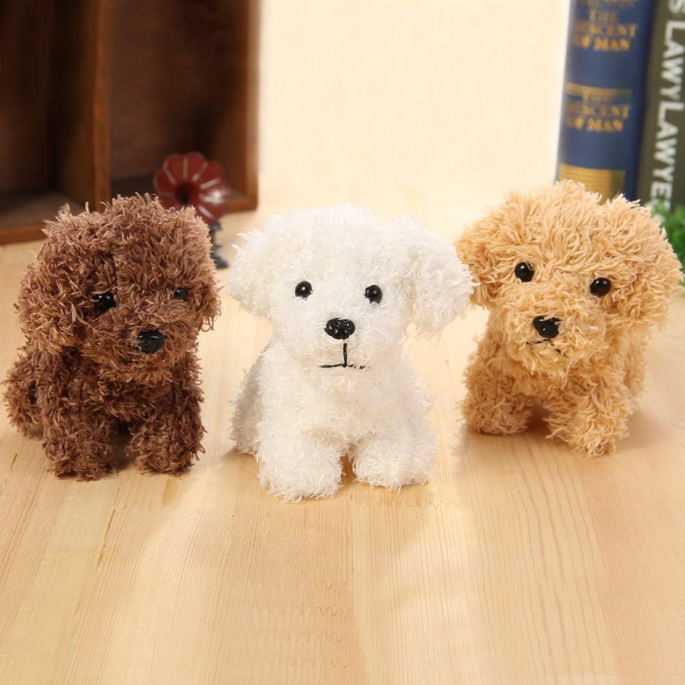 Cute Stuffed Animal Dog Plush Animal Keychain, Fashion Accessory Backpack Clips, Kindergarten Gift, Handbag Pendant, 5 inch (Gold)
