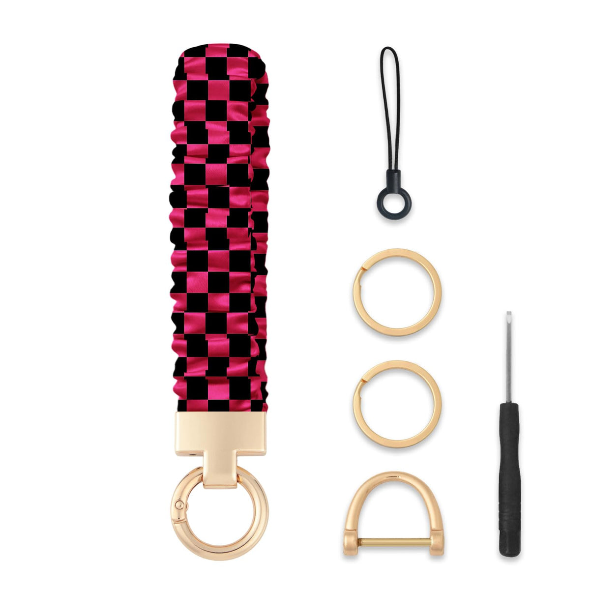 Seorsok Cute Striped Scrunchie Keychain Wristlet,Wristband Car Key Ring