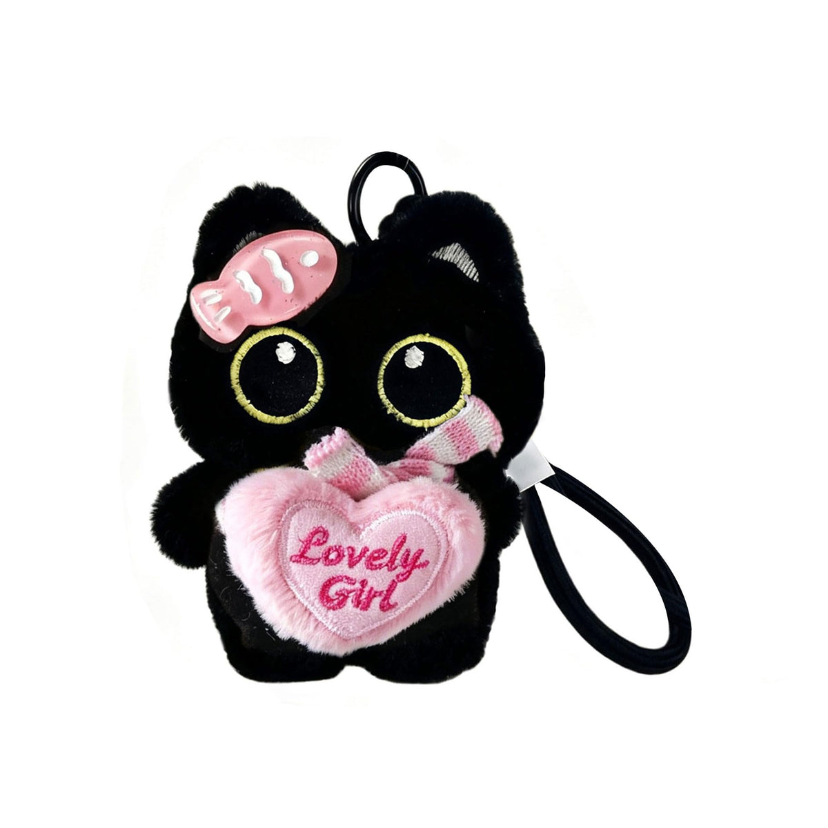 Super Cute Funny Big Eyes Black Cat Lucky Kitty Theme Keychain Good Luck Siamese Key Chain Ring Bag Pendant