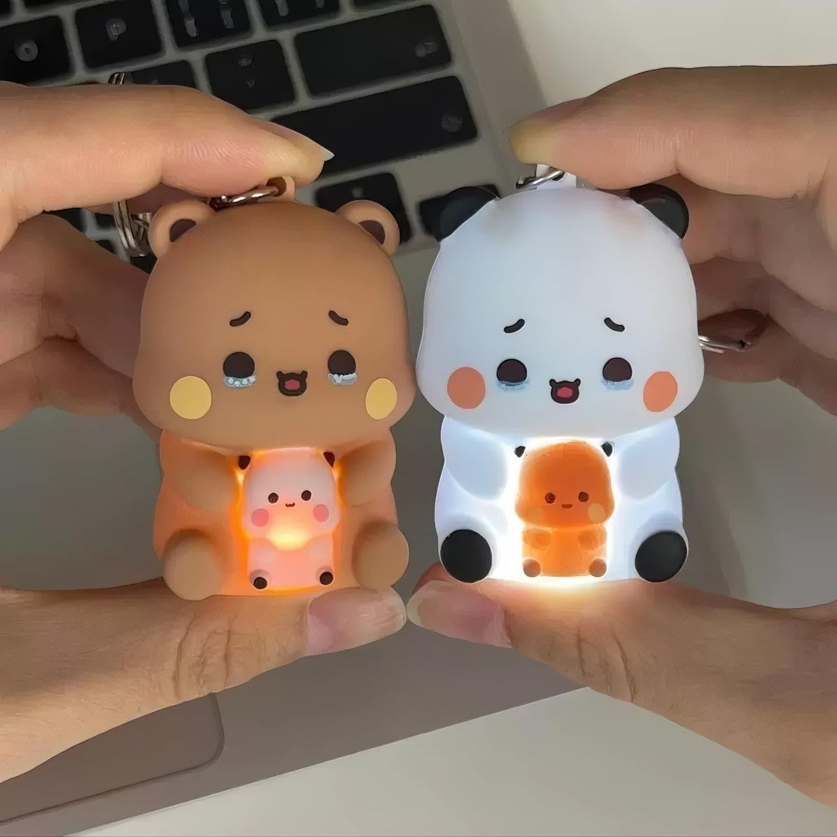 2PCS BuBuuu and Duduuu Cute Keychains,Mini Kawaii Cartoon Statue Figurine Key Chain for Women Girl Backpack