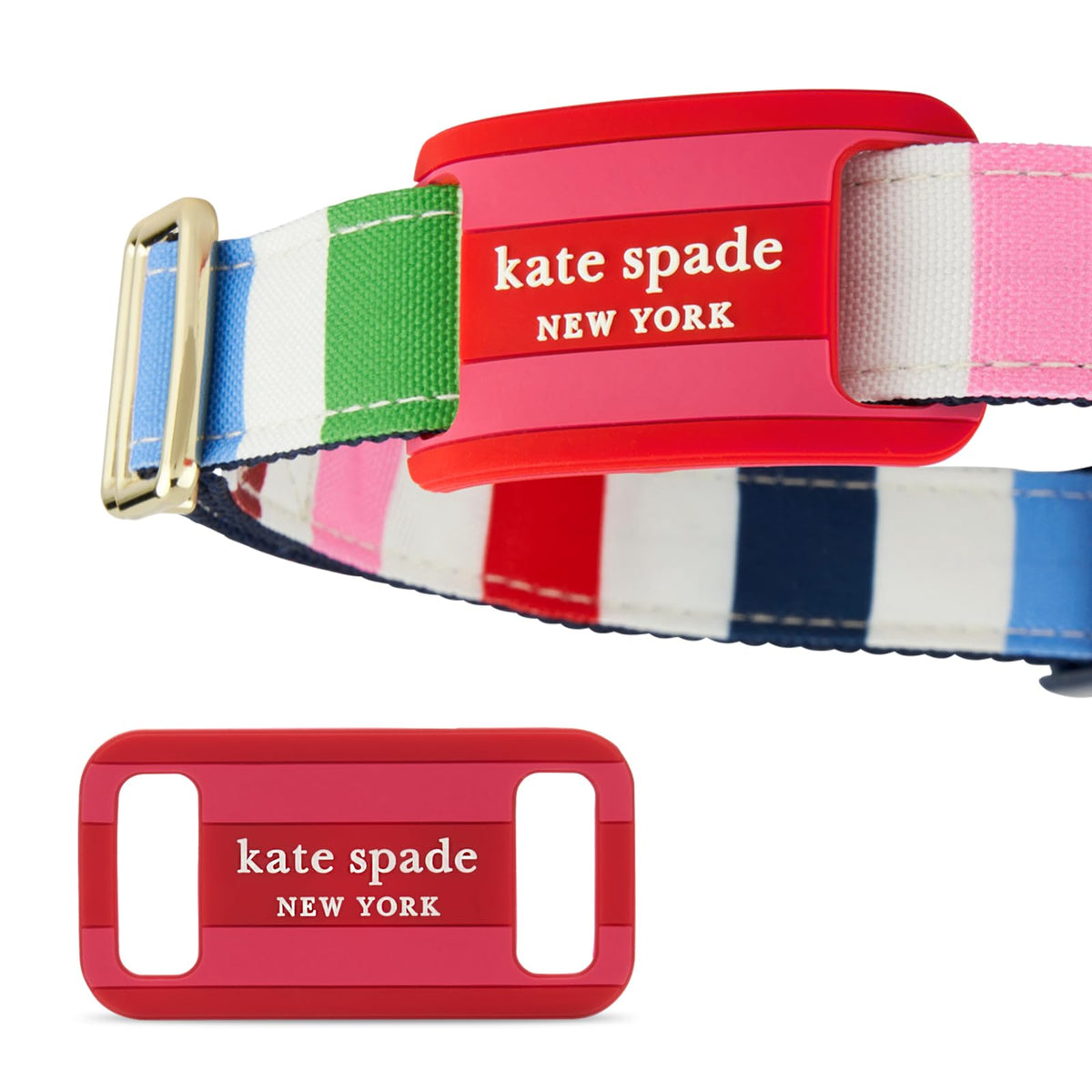 kate spade new york AirTag Holder with Gold Ring Clip - Tortoiseshell