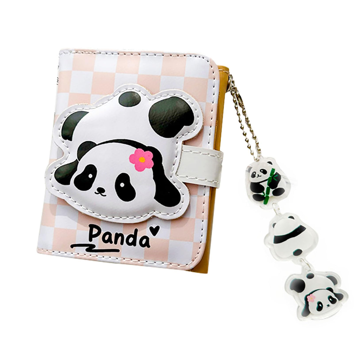 Kawaii Bear Wallet Cute Cartoon Card Holder Girls Coin Purse Anime Key Bag Card Case Front Pocket Wallet (Beige-1)