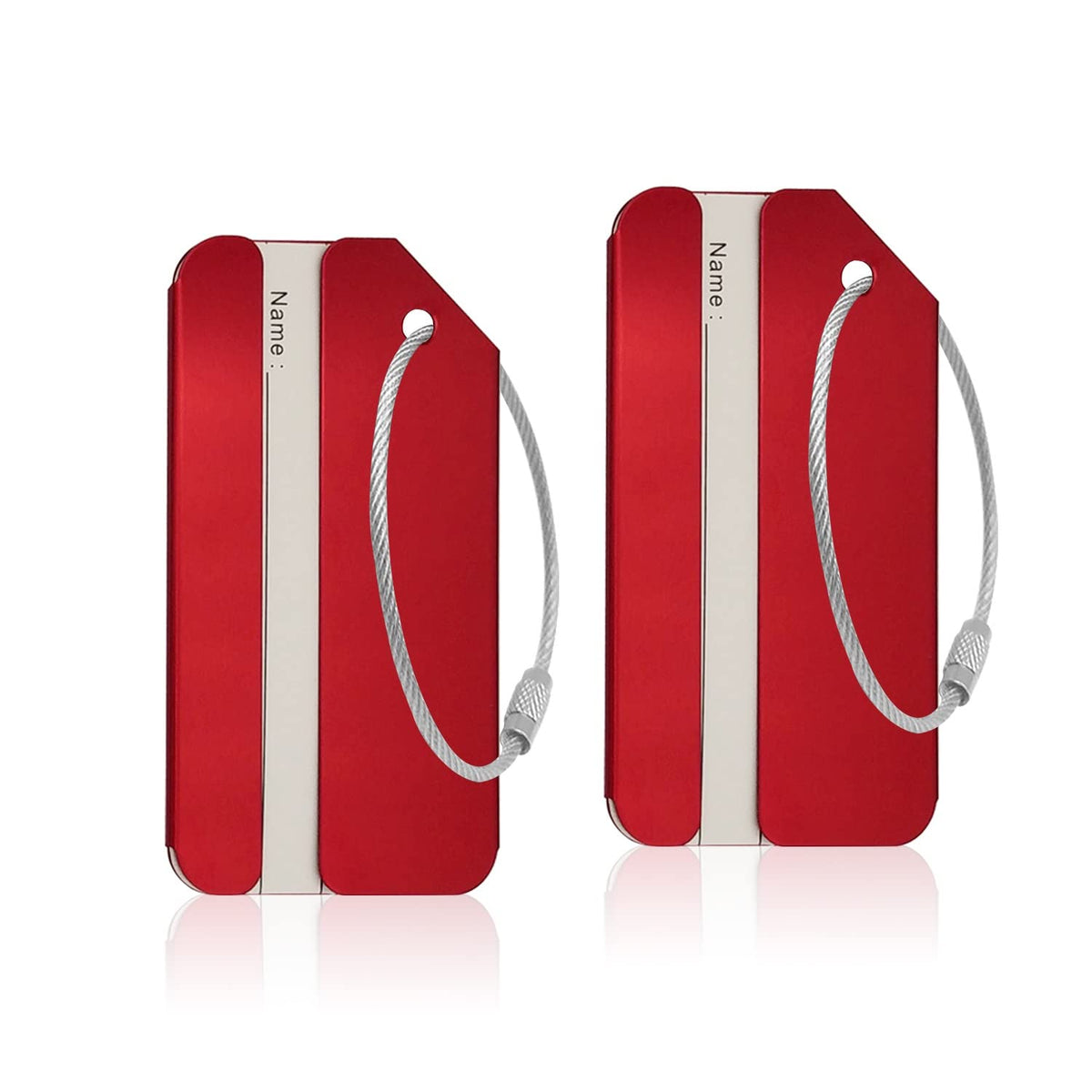Aluminum Luggage Tags, Luggage Tag Holders for Travel Luggage Baggage Identifier by Ovener (2Pack Silver)