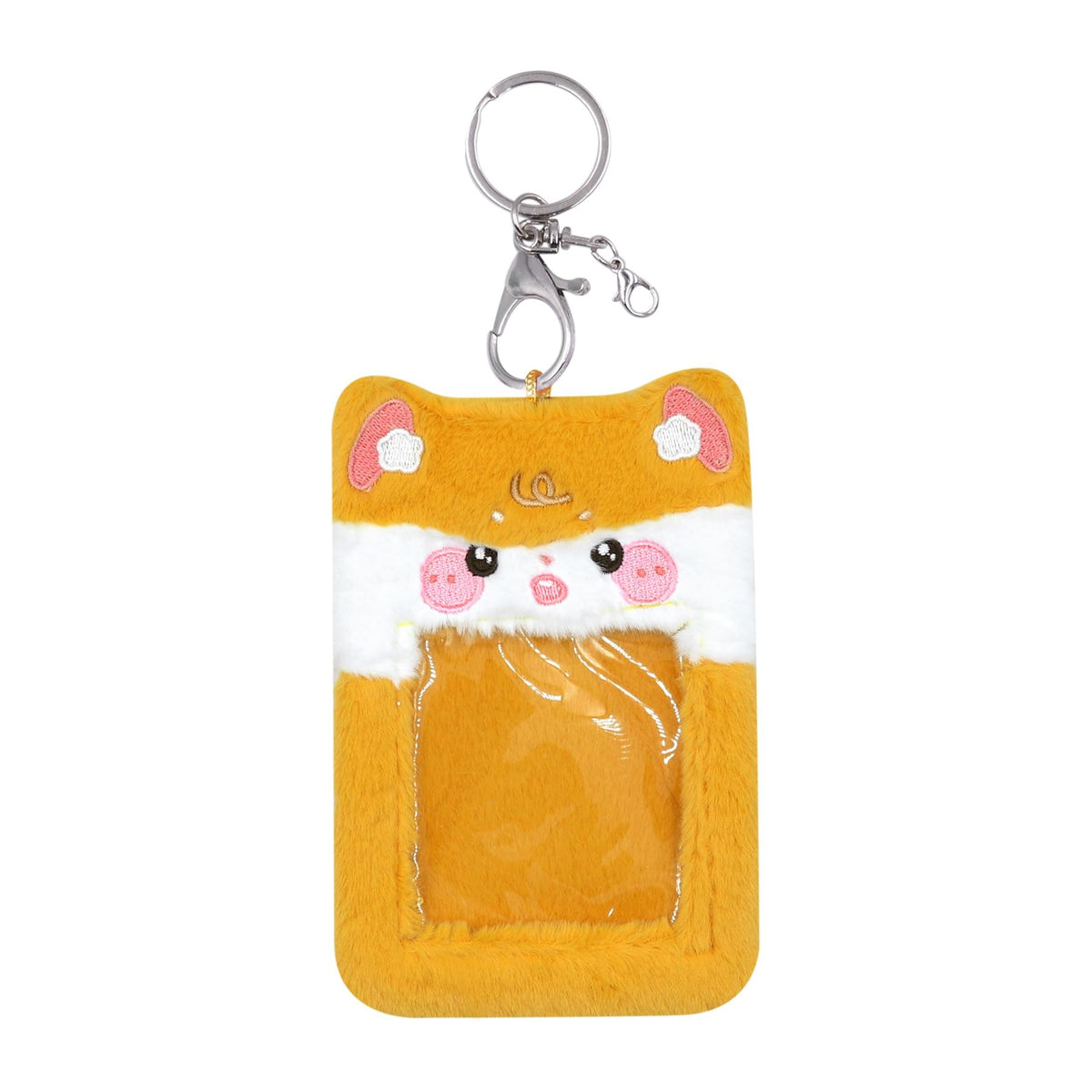 ZGMYC Cute Plush Kpop Photocard Holder with Keychain, Cartoon Bear Bunny Pig Photo Sleeve Card Holder Protector