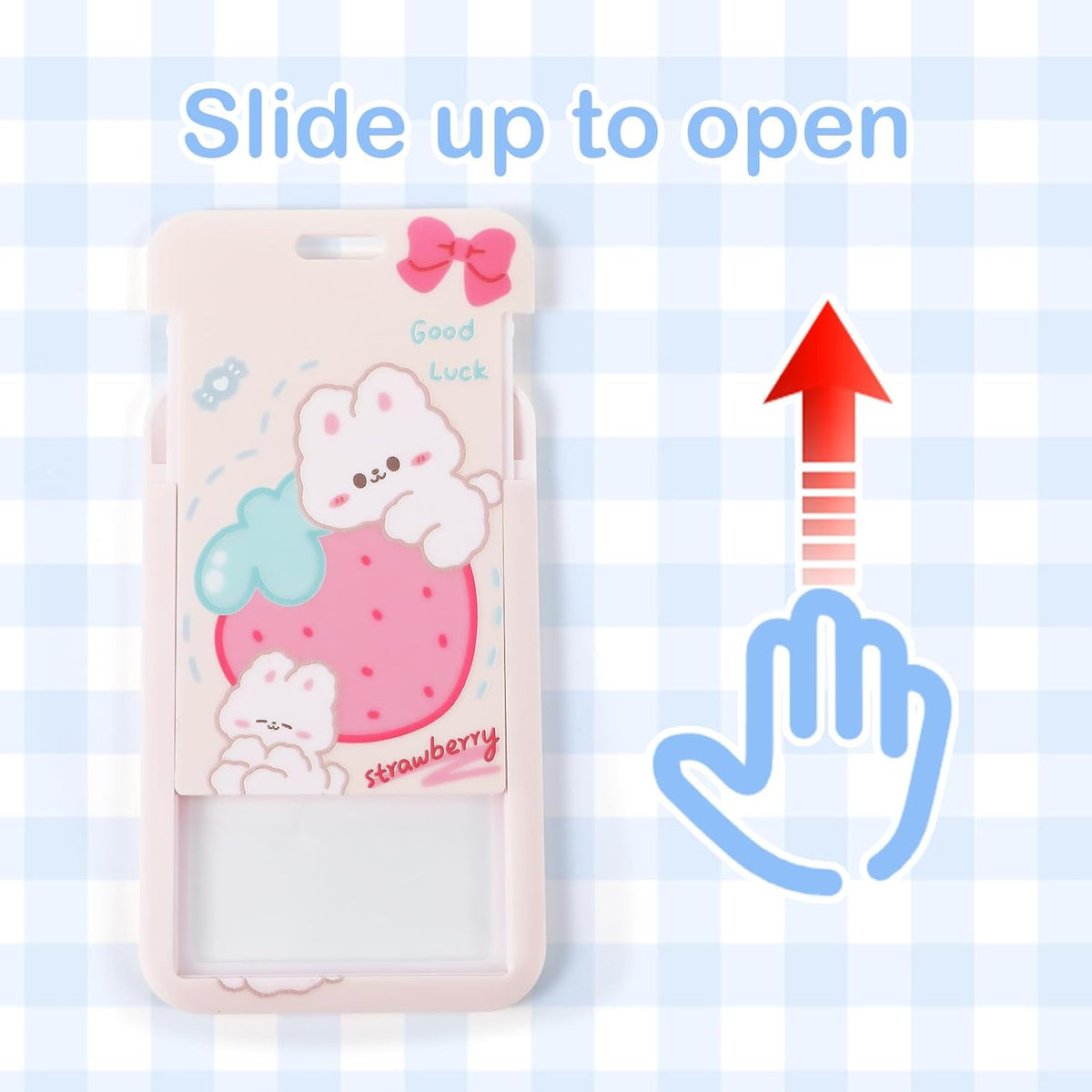 Mabor 2Pcs Photocard Holder Sliding Cute ID Badge Holder with Keychain
