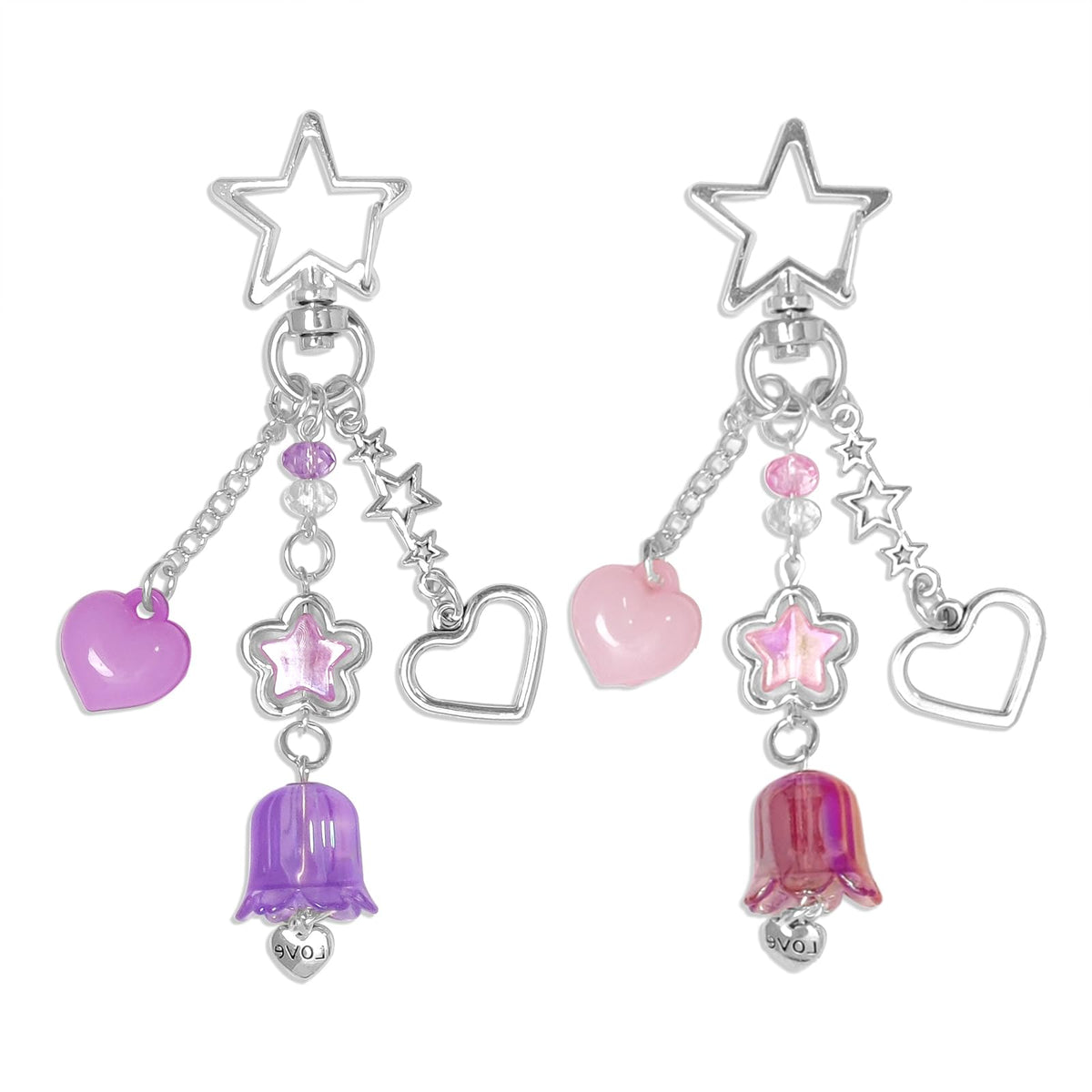 cioatu Y2K Aesthetic Keychains for Women Cute Flowers Star Cake Jellyfish Keychins Charms Kawaii Bag Purse Decor