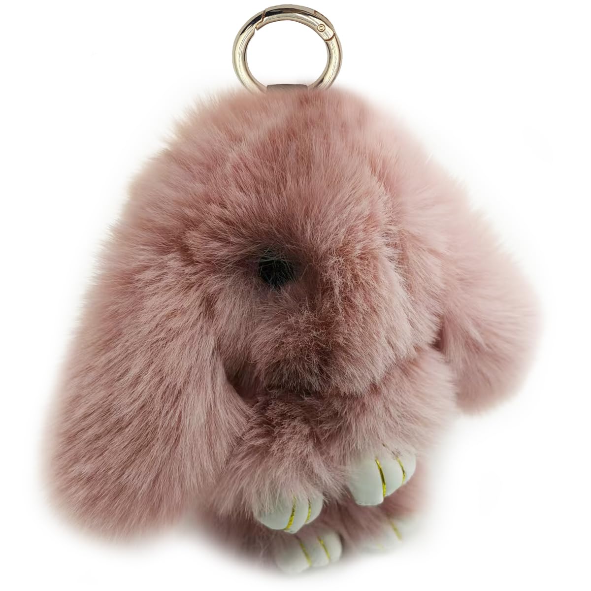 Cute Plush Bunny Keychain Soft Fluffy Rabbit Key Ring Pompom Key for Women