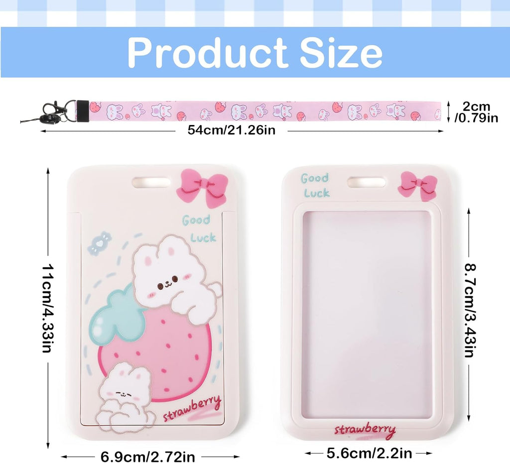Mabor 2Pcs Photocard Holder Sliding Cute ID Badge Holder with Keychain