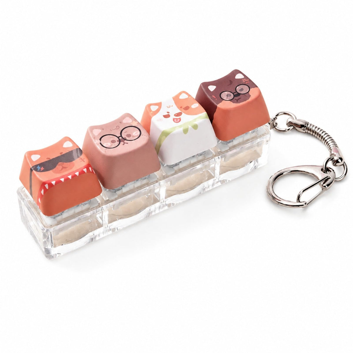 Cute Cat Keyboard Fidget Toy,Crisp Sound,Stress Relief Fidget Clicker Keychain,Creative Keycap Button, for Adults at Work, Travel, Home – Anxiety Relief & Focus Boost (Cat)