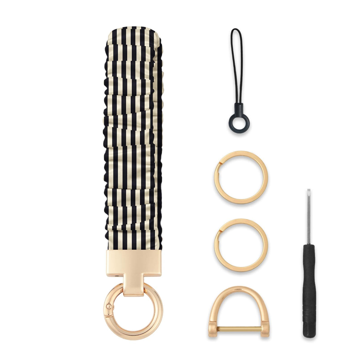 Seorsok Cute Striped Scrunchie Keychain Wristlet,Wristband Car Key Ring