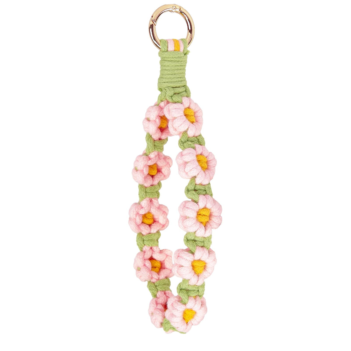elephtree Boho Macrame Keychain Wristlet Keychain Weave Exquisite Keyring Holder Bracelet Handmade Wrist Lanyard for Women