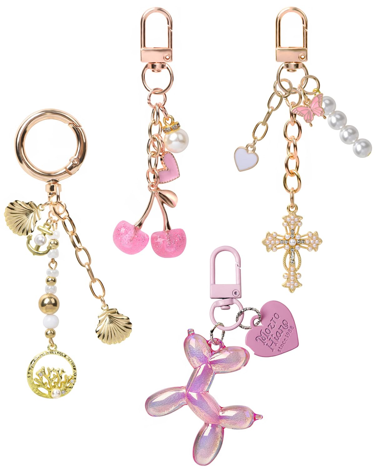 4 PCS Bag Charms for Handbags, Cute Cherry Keychain Purse Accessories