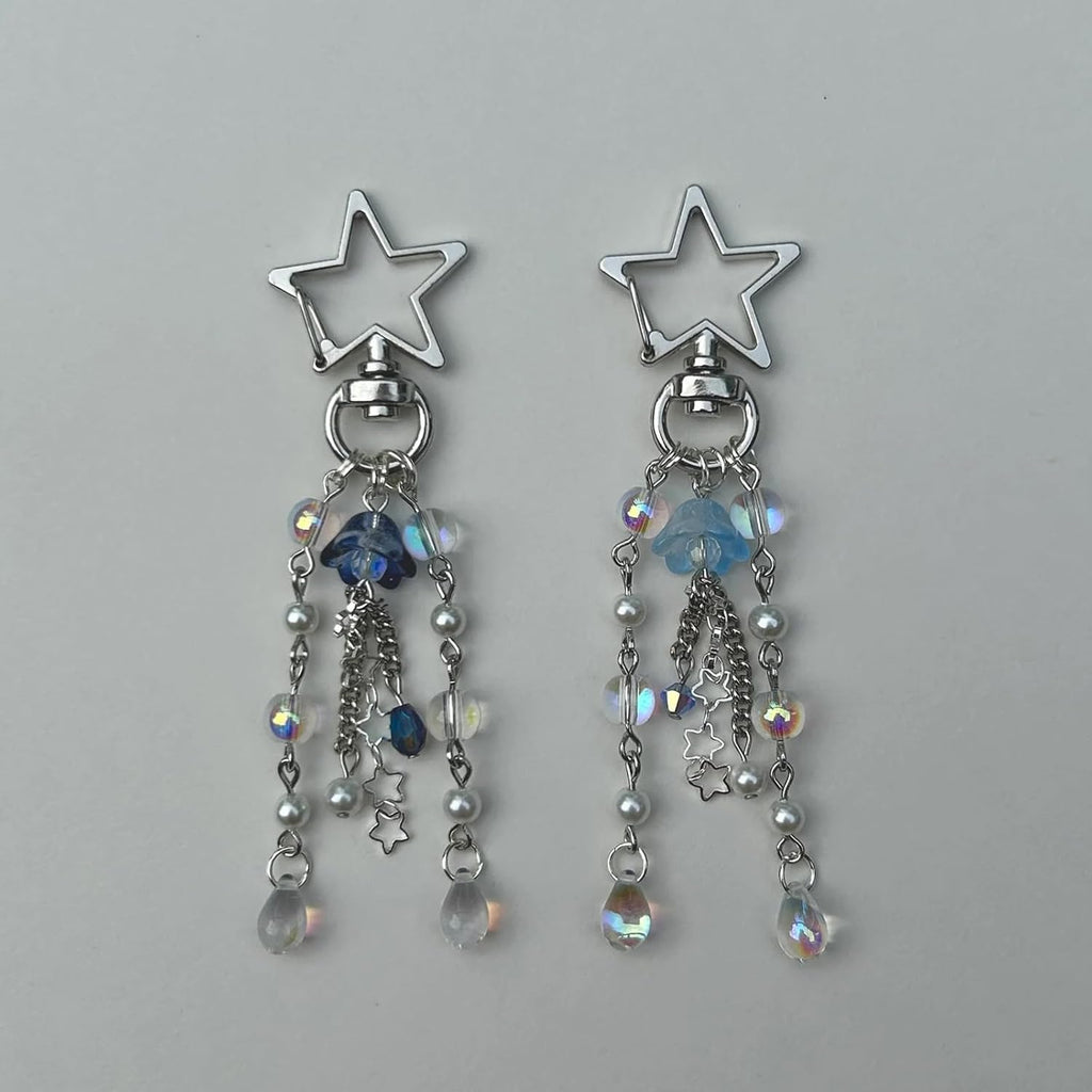 Cute Jellyfish Keychain,Y2K Star Bag Charms Blue Purse Car Accessories