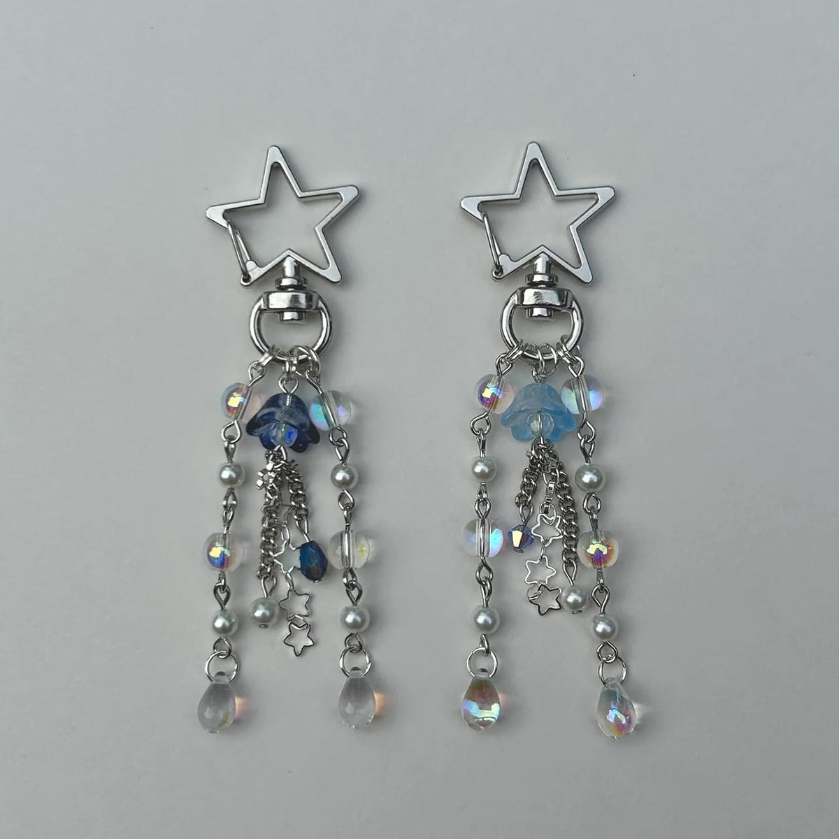 Cute Jellyfish Keychain,Y2K Star Bag Charms Blue Purse Car Accessories