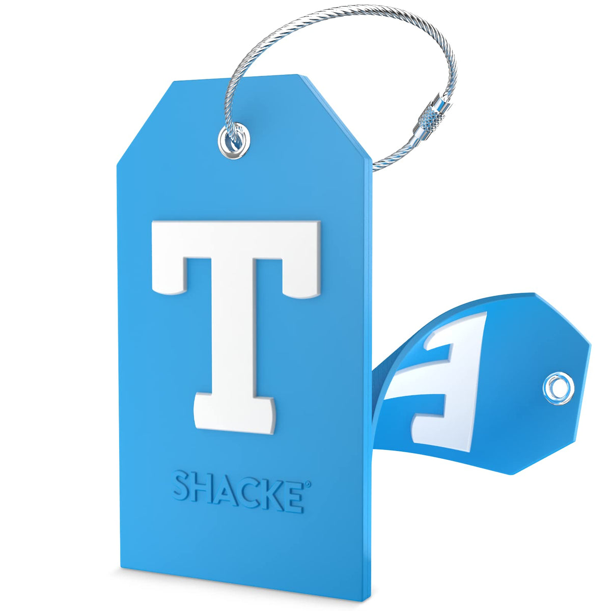 Shacke Initial Luggage Tag with Privacy Cover & Steel Loop (Orange, B)