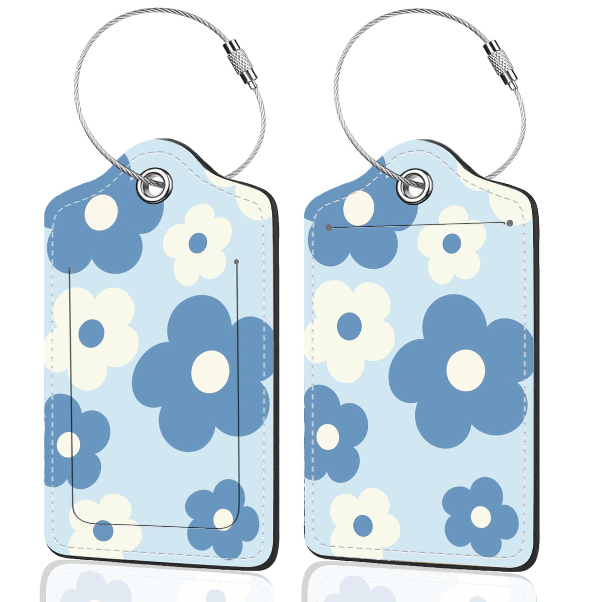 2Pack Luggage Tags for Suitcases, Cute Unique Pu Leather Cruise Luggage Tag with Privacy Cover ID Label Address Card and Metal Ring Suitable for Women Men Kids Travel Bag Inspirational Language