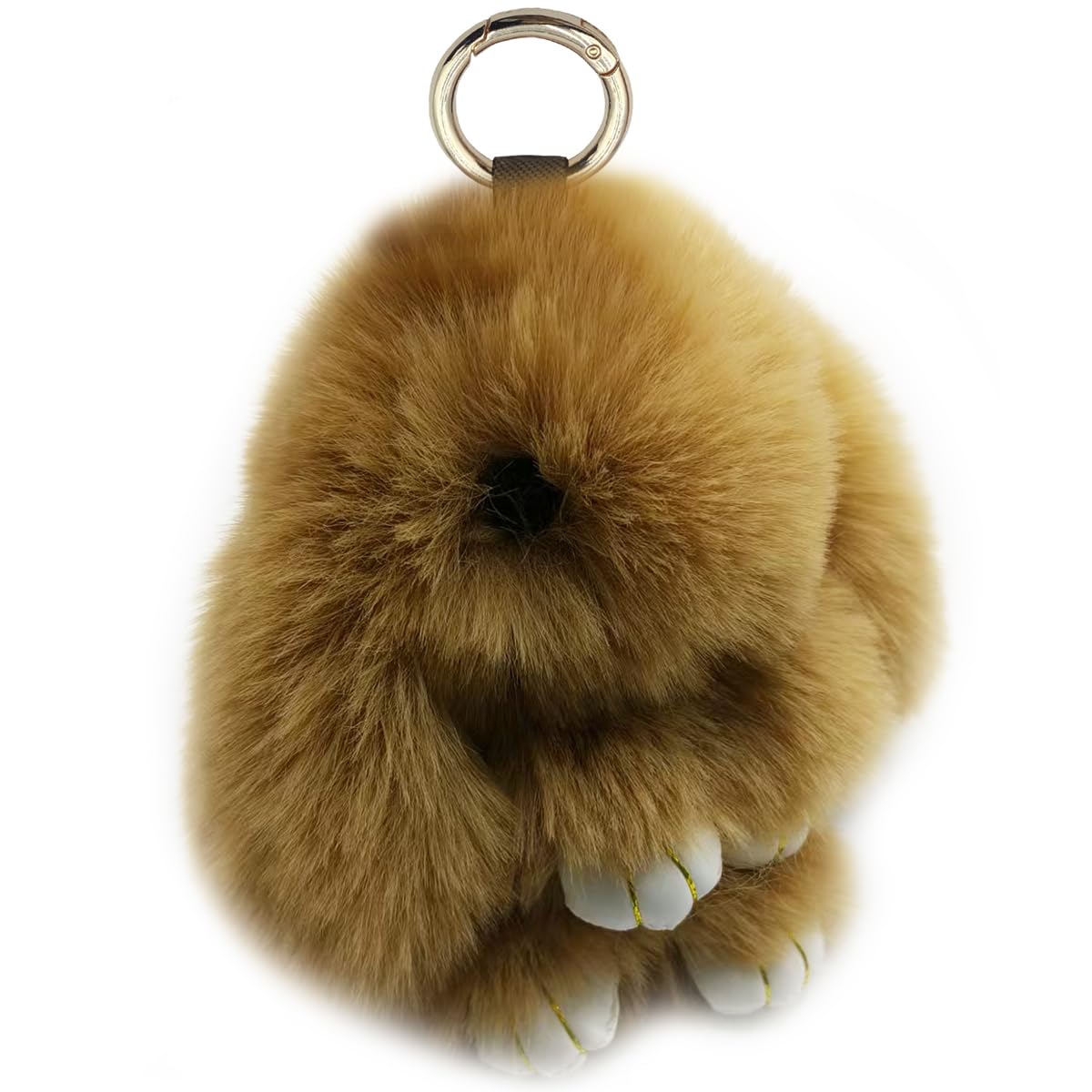 Cute Plush Bunny Keychain Soft Fluffy Rabbit Key Ring Pompom Key for Women