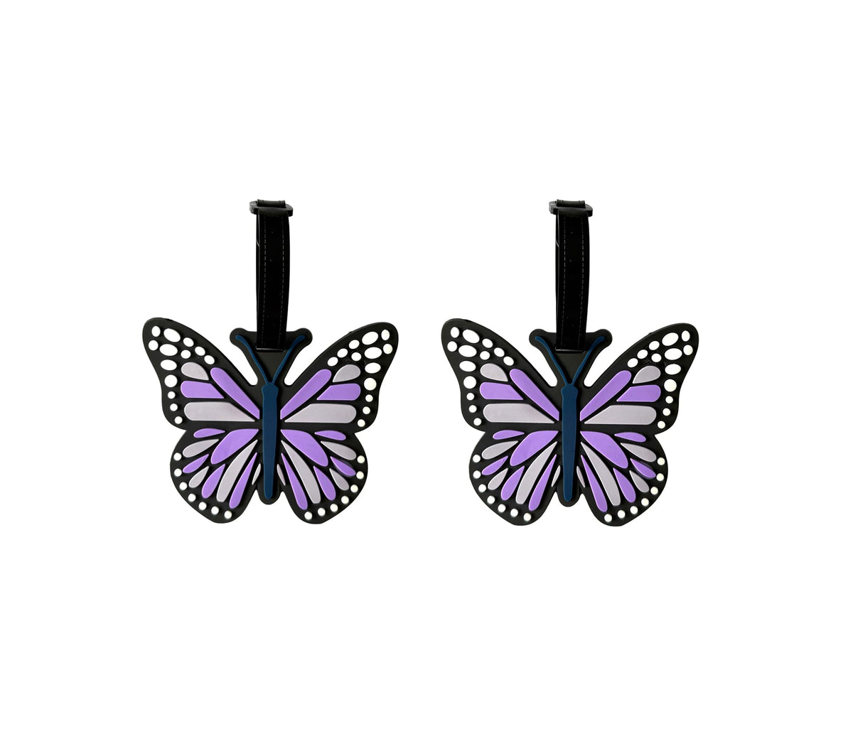Funny Silicone Luggage Tags Cute Butterfly Travel Bag Identifiers (Purple)