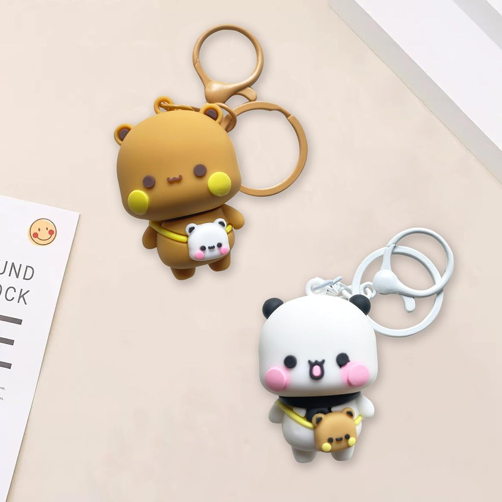 2PCS BuBuuu and Duduuu Cute Keychains,Mini Kawaii Cartoon Statue Figurine Key Chain for Women Girl Backpack