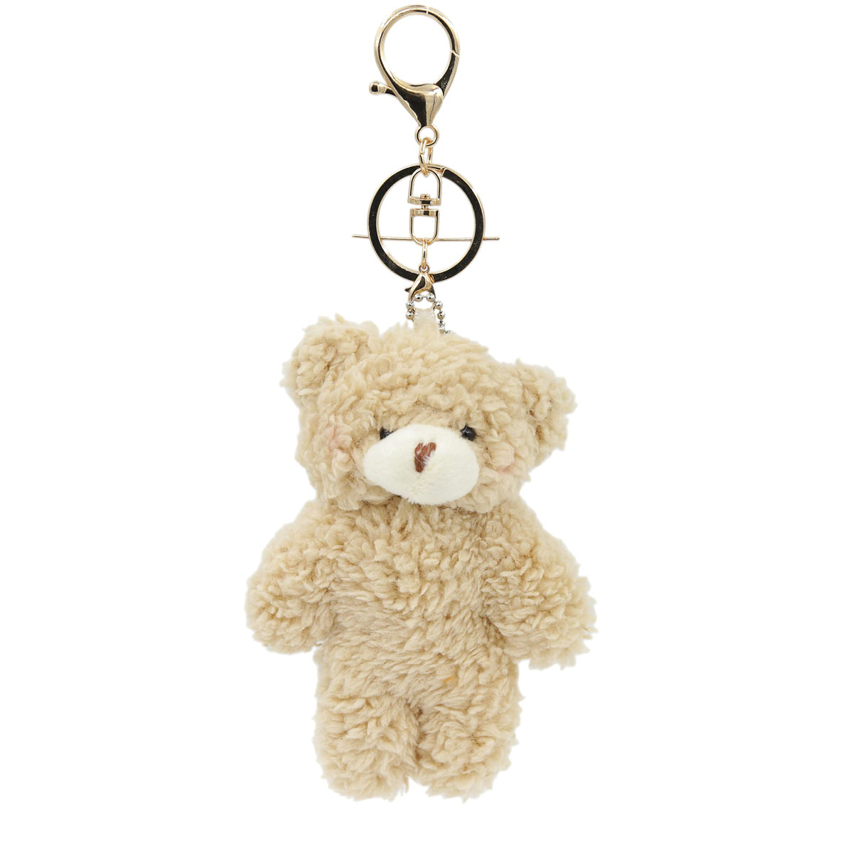 Bear Plush Keychain Toys for Kids with Purple Heart 5" Inch Stuffed Teddy Plushie Backpack Purse Pendant Gift for Girls (B-Brown-Heart)