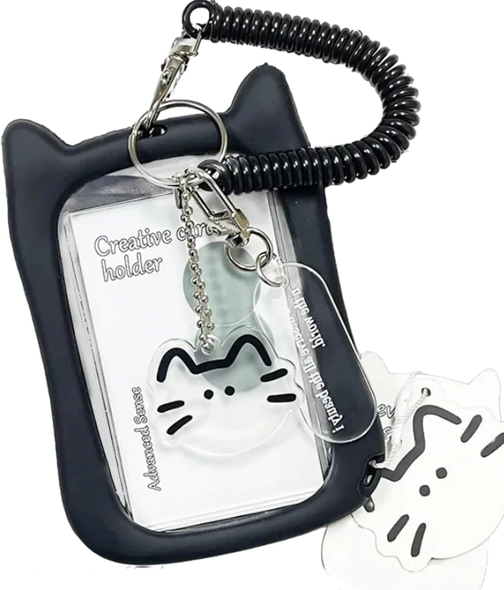 Lovely Card Covers Credit Card Case Protective Sleeve Photocard Holders Cats Ear Bus Card Protector Keychain Pendant