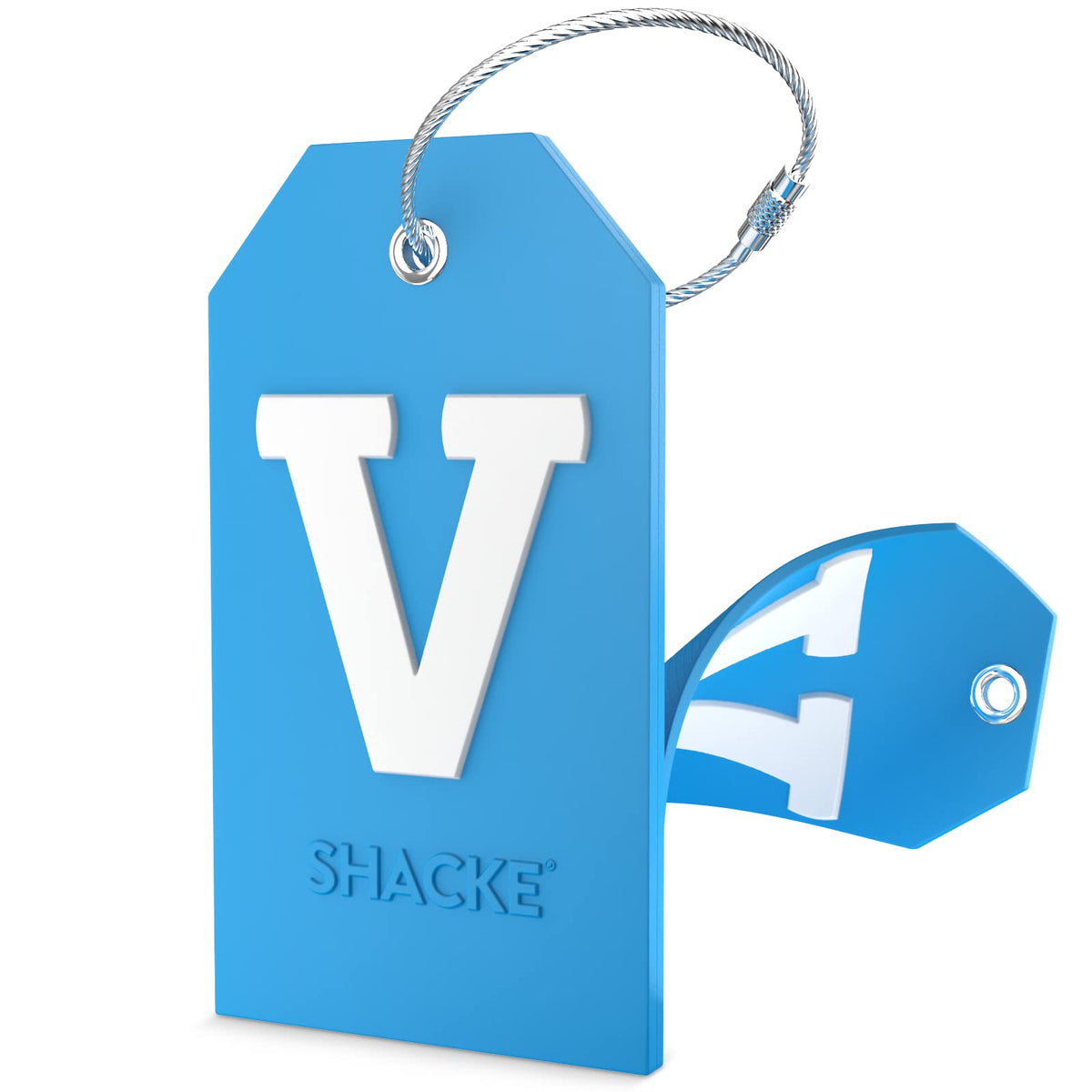 Shacke Initial Luggage Tag with Privacy Cover & Steel Loop (Orange, B)