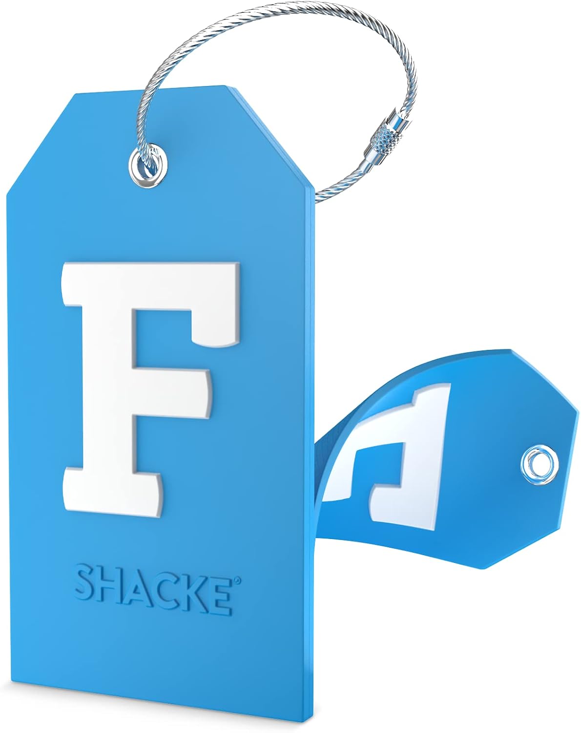 Shacke Initial Luggage Tag with Privacy Cover & Steel Loop (Orange, B)