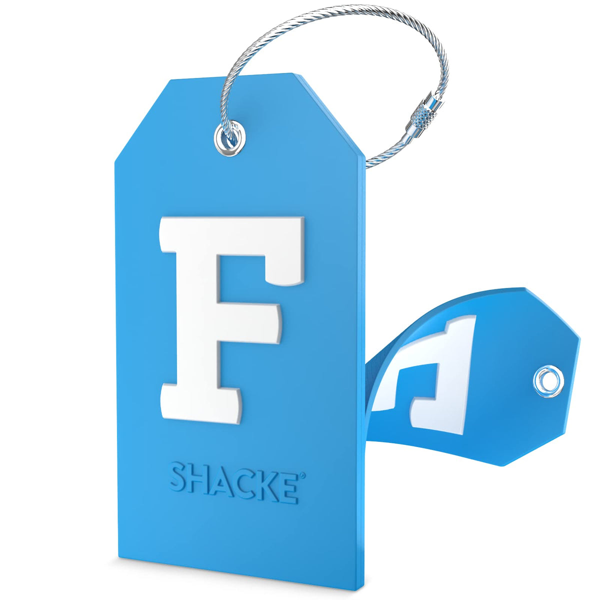 Shacke Initial Luggage Tag with Privacy Cover & Steel Loop (Orange, B)