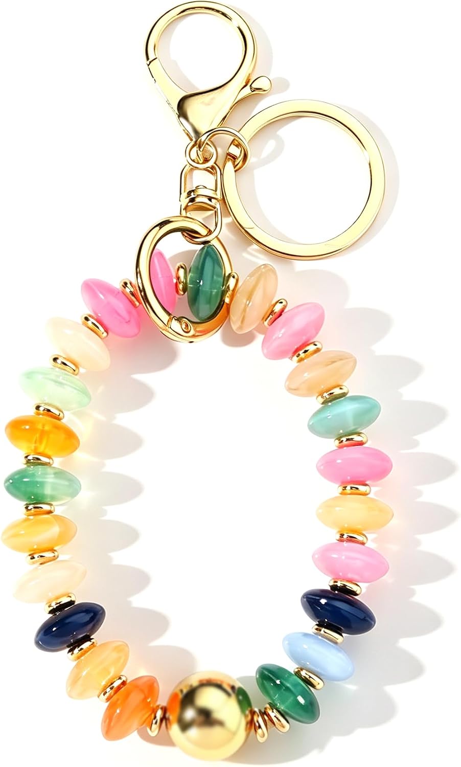 Colorful Trendy Beaded Keychain for Women,Cute Chunky Dopamine Fashion Boho Summer Beach Accessories Gifts