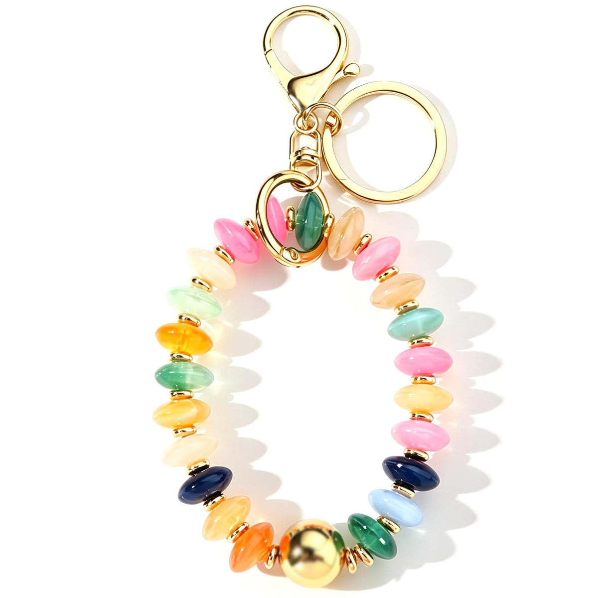Colorful Trendy Beaded Keychain for Women,Cute Chunky Dopamine Fashion Boho Summer Beach Accessories Gifts