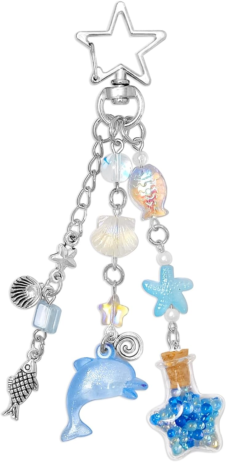 cioatu Y2K Aesthetic Keychains for Women Cute Flowers Star Cake Jellyfish Keychins Charms Kawaii Bag Purse Decor