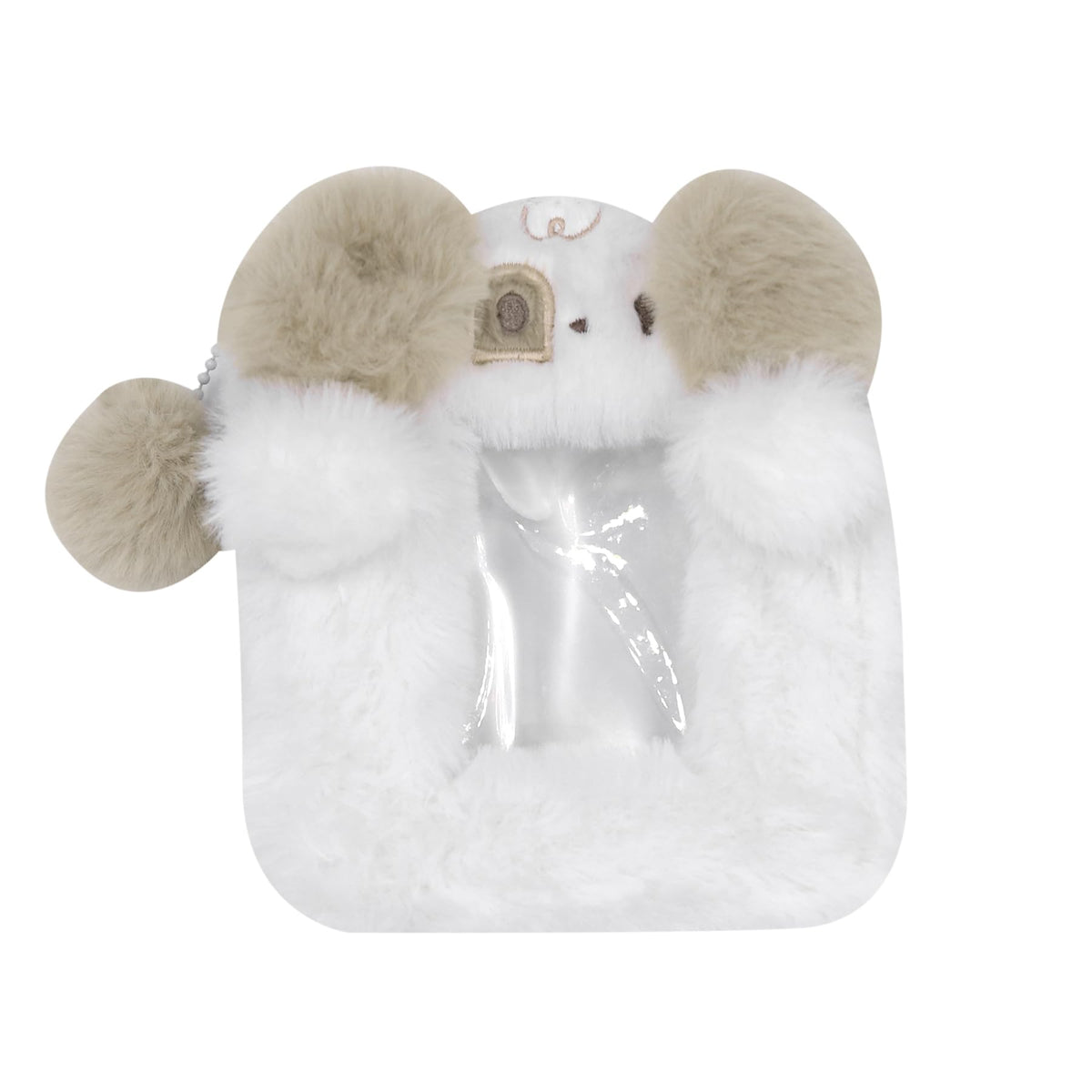 Fuzzy Plush Kpop Photocard Holder with Keychain, Cute Animal Wings Photo Sleeve Bank ID Credit Card Holder