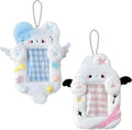 2 Pieces Kitten & Rabbit Plush Badge Holders with Wings | Photocard Display Case | Protective Sleeves for Bus, ID, and Student Cards | Cartoon Animal Design with Clear Window