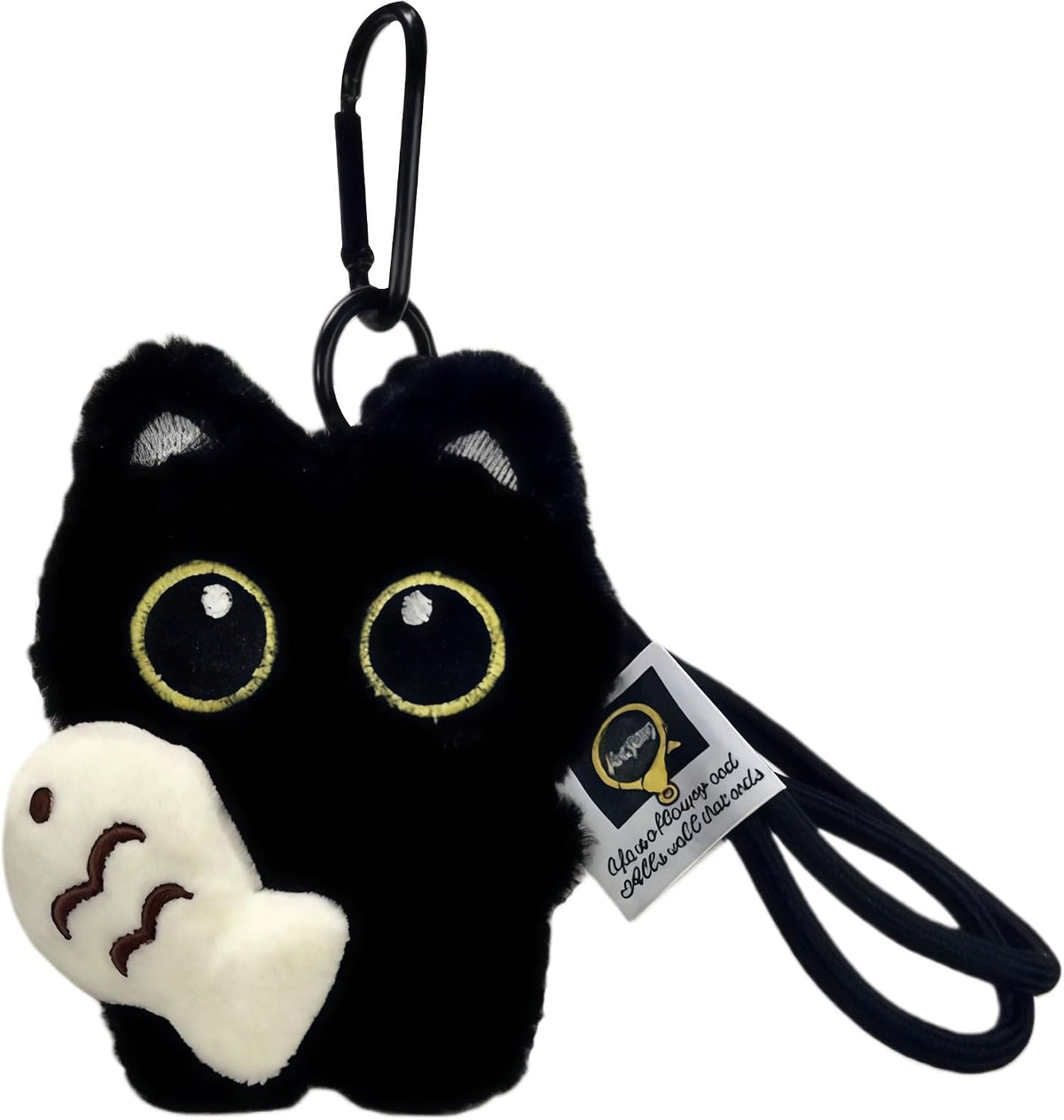 Super Cute Funny Big Eyes Black Cat Lucky Kitty Theme Keychain Good Luck Siamese Key Chain Ring Bag Pendant