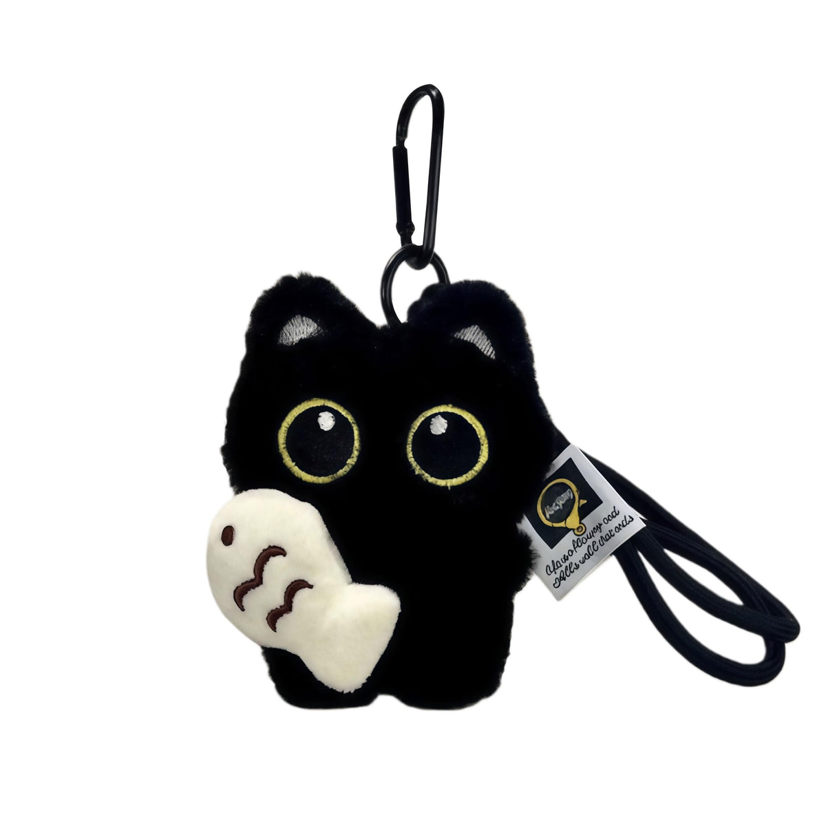 Super Cute Funny Big Eyes Black Cat Lucky Kitty Theme Keychain Good Luck Siamese Key Chain Ring Bag Pendant