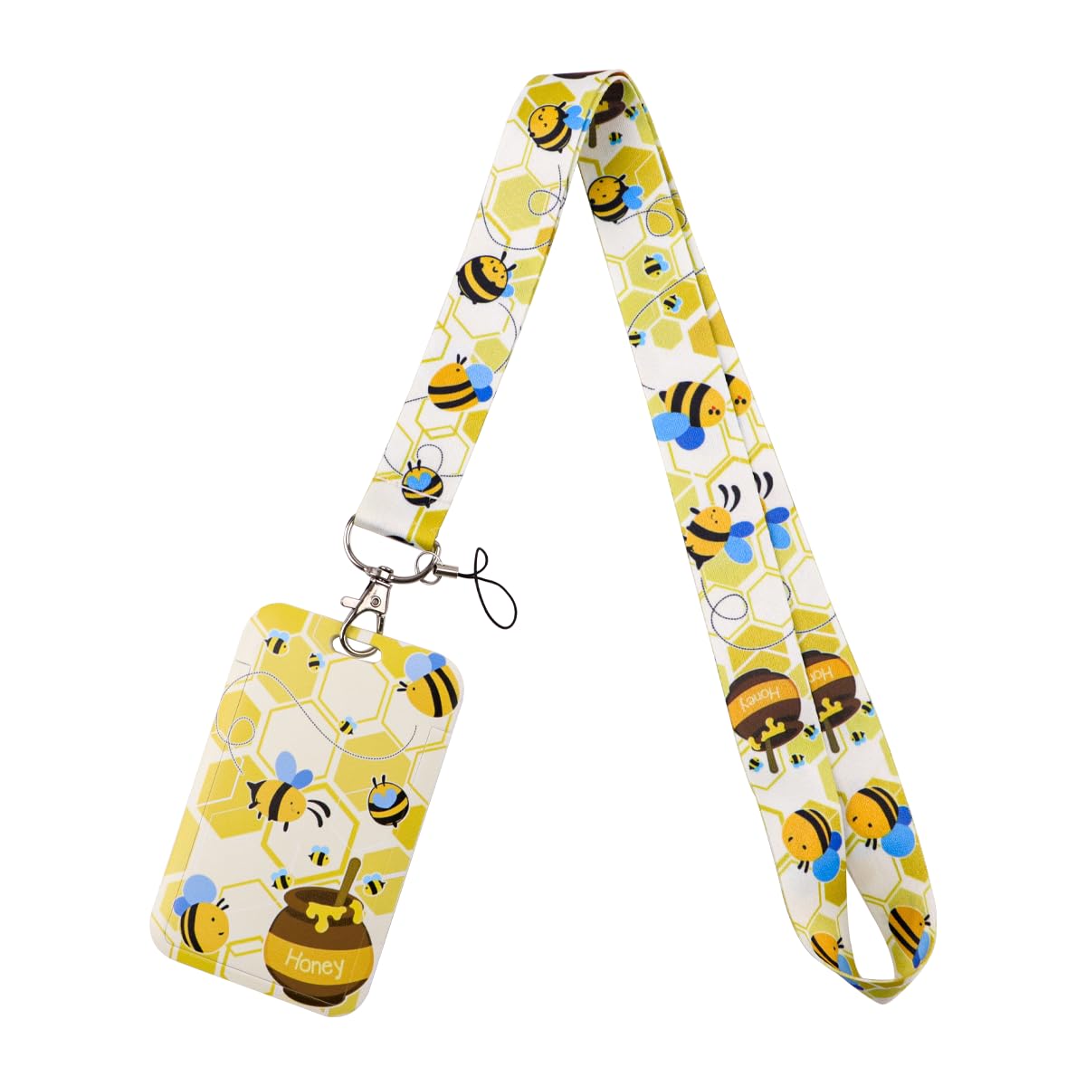 Cartoon Cat Lanyard for Keys for Women Kids with Sliding Style ID Badge Card Holder Keychain Neck Lanyard Clip for School Work Nametag