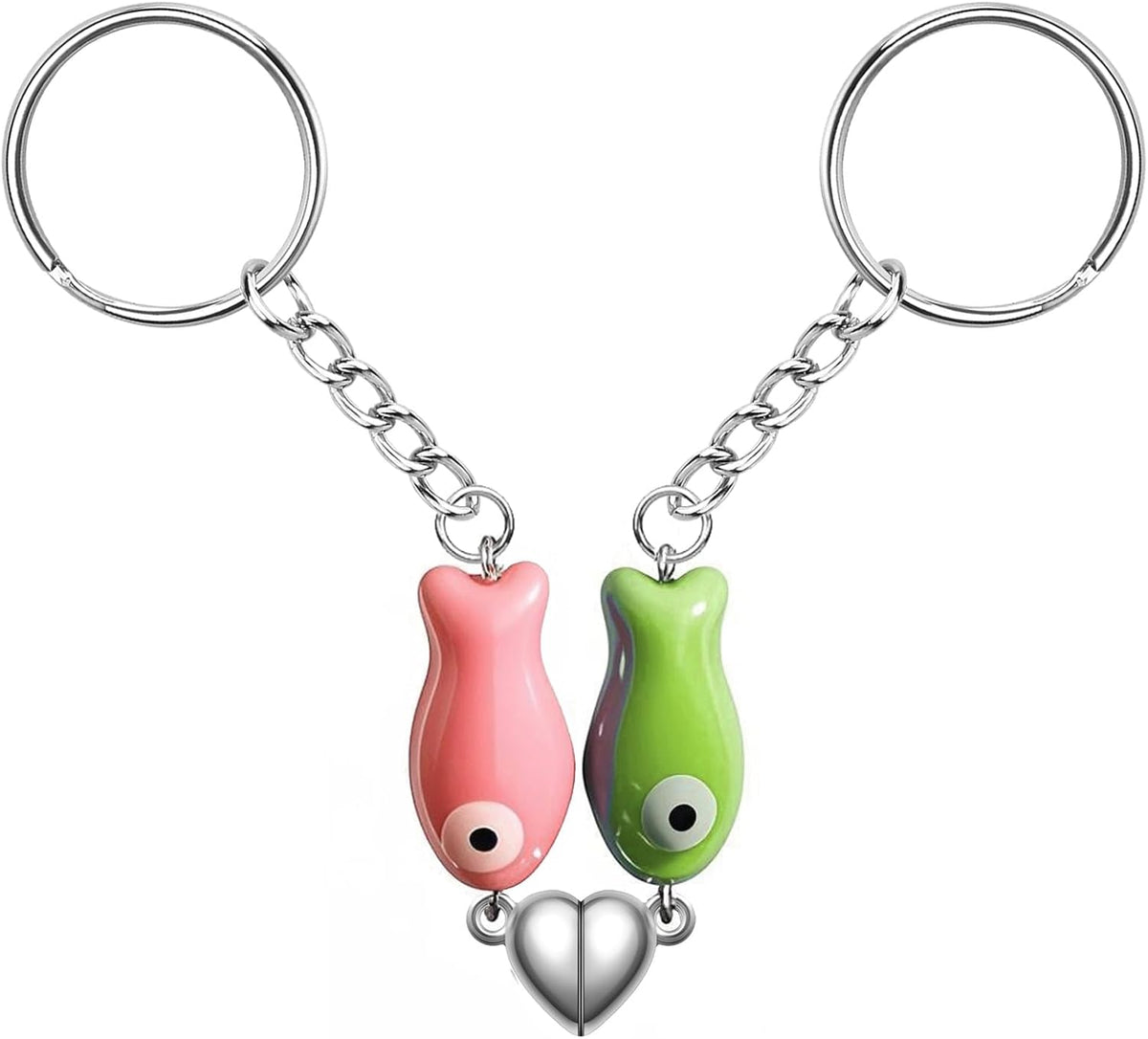 Agromusk Matching Heart Keychain,Cute Ceramic Fish Couples Stuff Keyrings