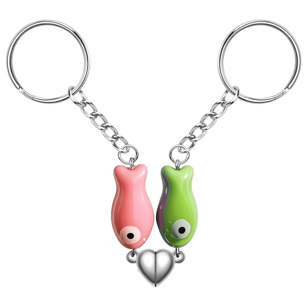 Agromusk Matching Heart Keychain,Cute Ceramic Fish Couples Stuff Keyrings
