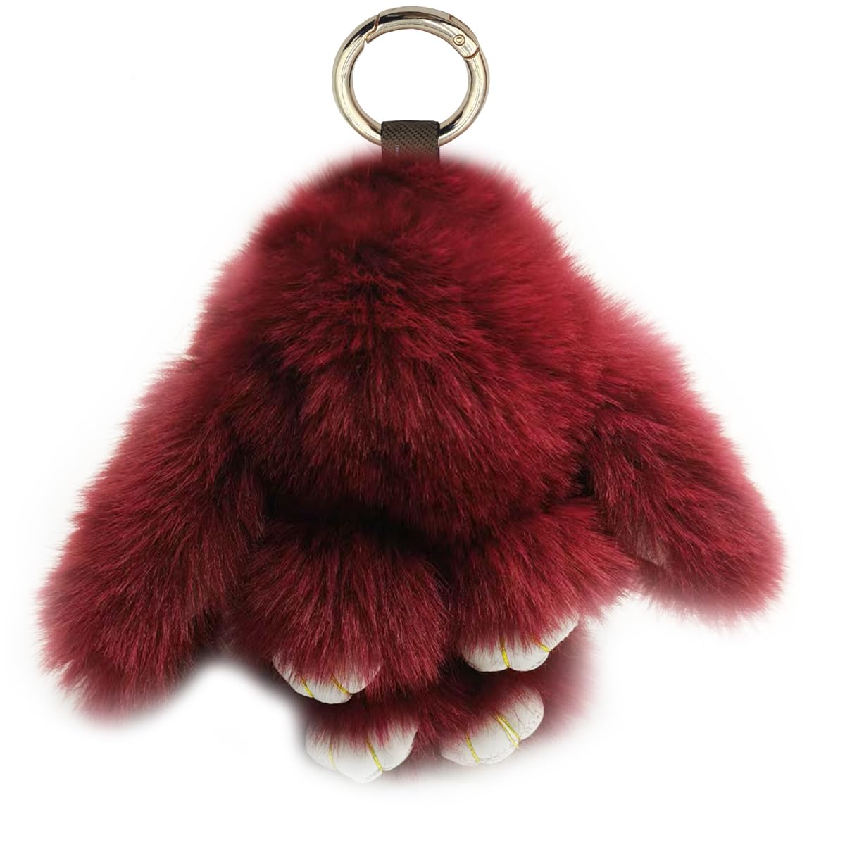 Cute Plush Bunny Keychain Soft Fluffy Rabbit Key Ring Pompom Key for Women