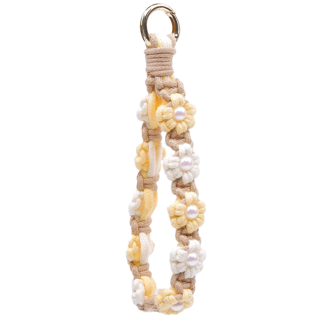 elephtree Boho Macrame Keychain Wristlet Keychain Weave Exquisite Keyring Holder Bracelet Handmade Wrist Lanyard for Women