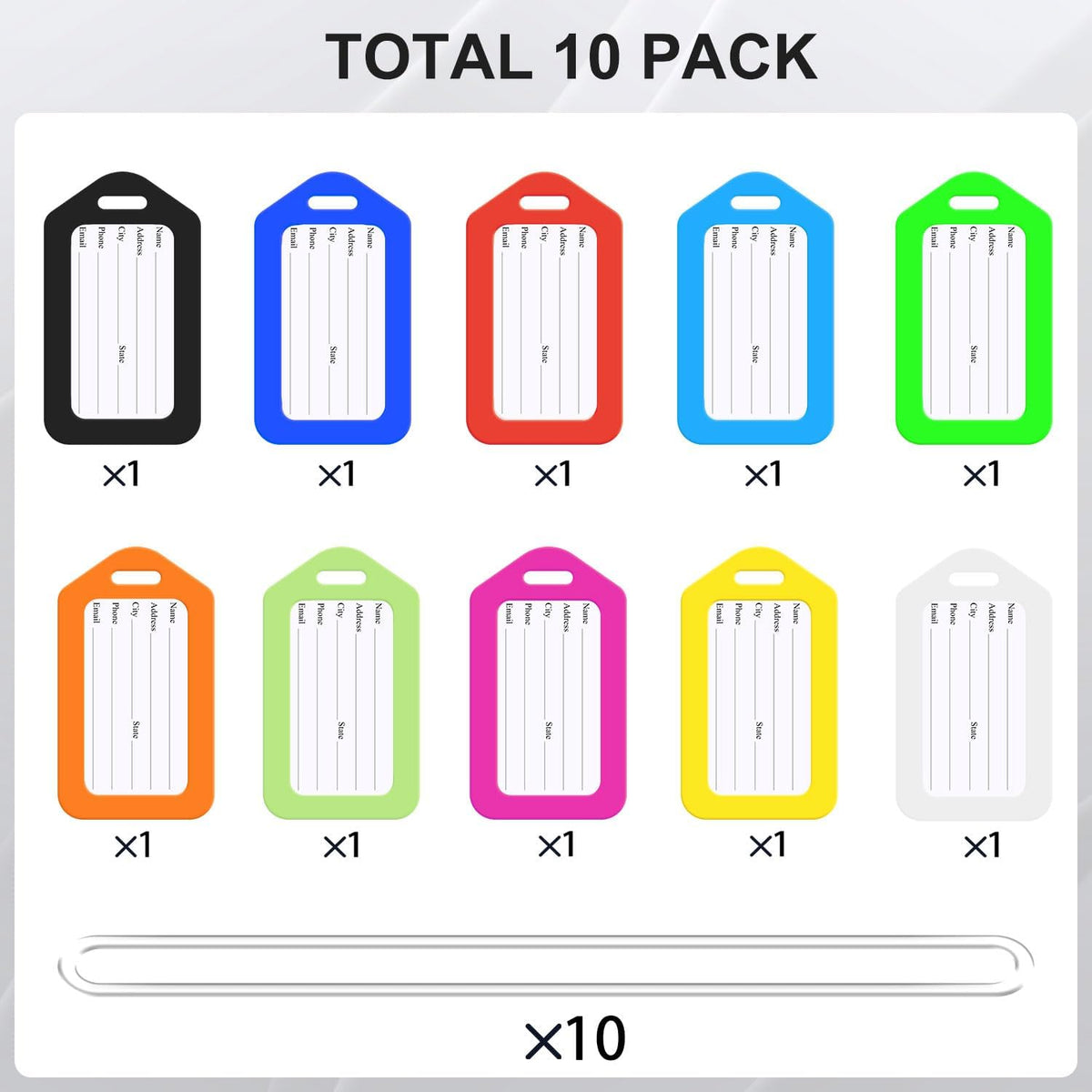 Sodsay 10 Pack Luggage Tag Bright Luggage Tags for Suitcases Bag Tags Name Tags for Kids Travel Accessories Must Haves by Sodsay (Colorful)