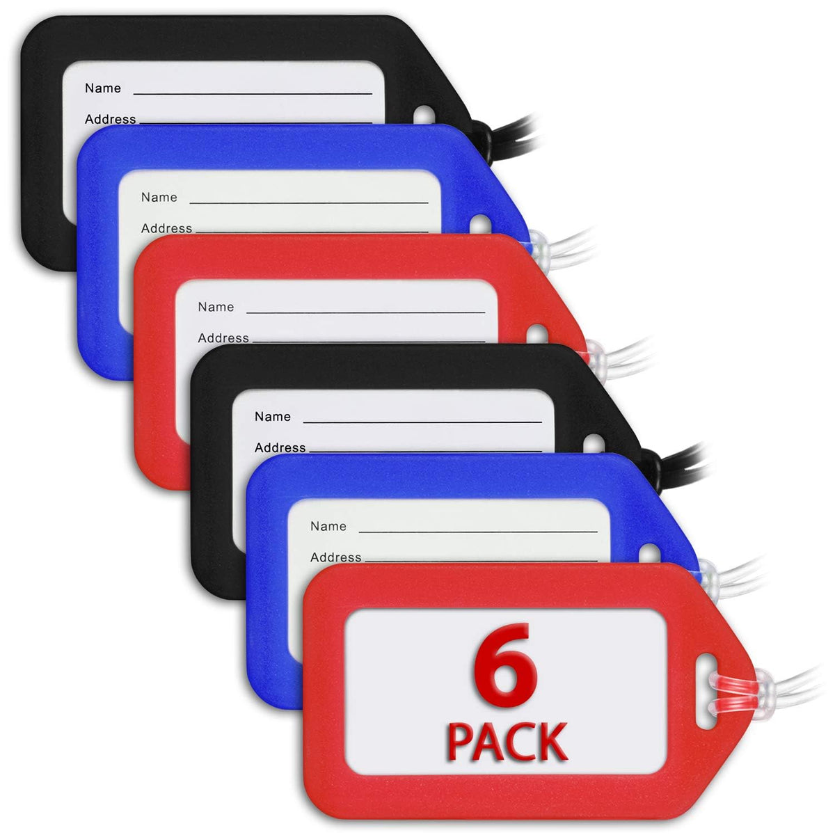 Luggage Tags for Suitcases - Assorted, 6 PK - TSA Approved Travel Tags