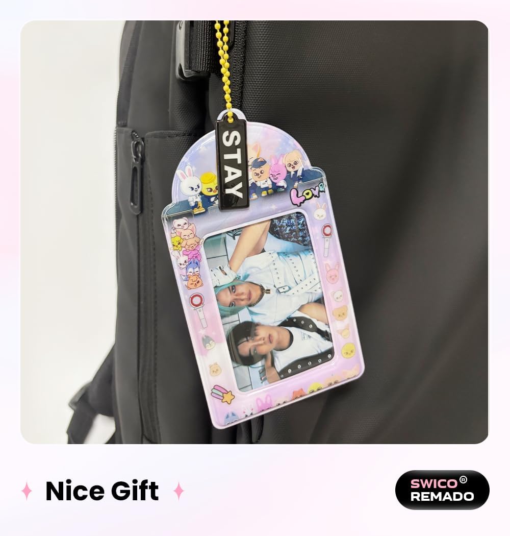 Swico Remado Cute Animal Themed Photocard Holder Decorative Cardholder for 3.8 x 2.8 Inches Lomo Cards Photos (Light Purple-Stay)
