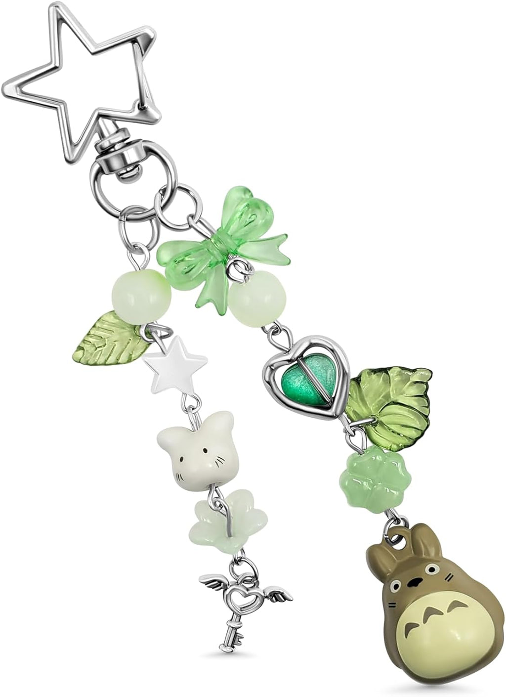 Keychain, Gifts for Animal & Anime Lovers, Y2K Heart Bow Pendant, Women Girls Kawaii Bag Charm