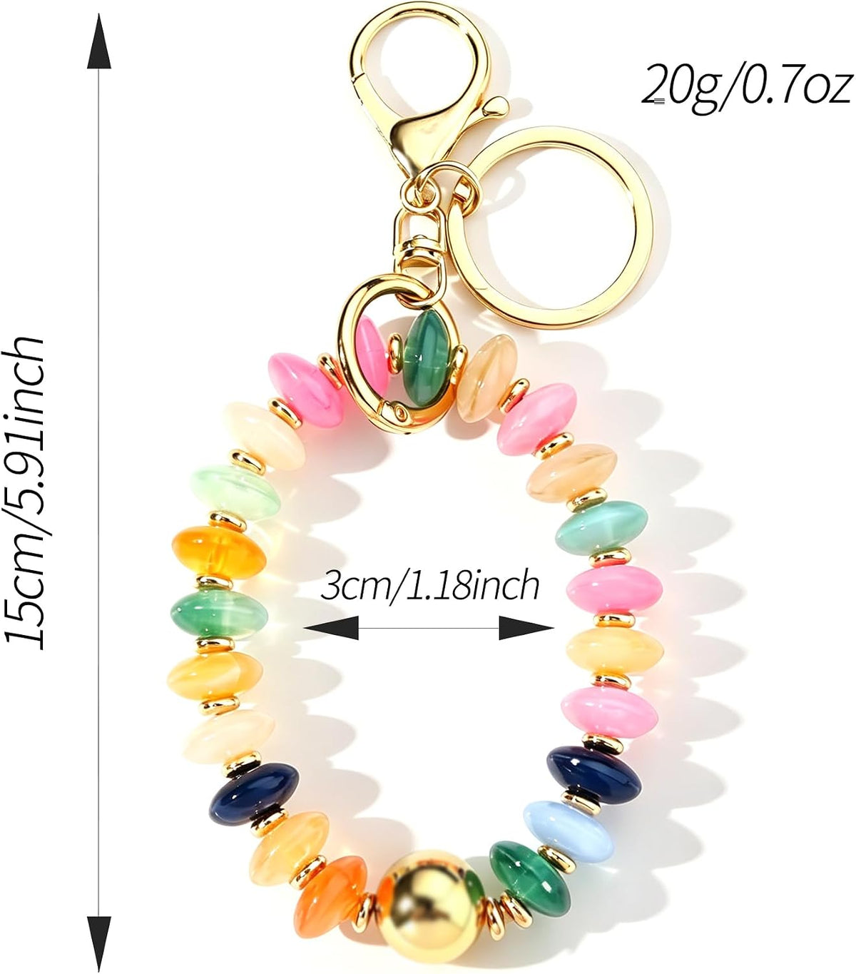 Colorful Trendy Beaded Keychain for Women,Cute Chunky Dopamine Fashion Boho Summer Beach Accessories Gifts